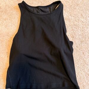 Black Ribbed Workout Top